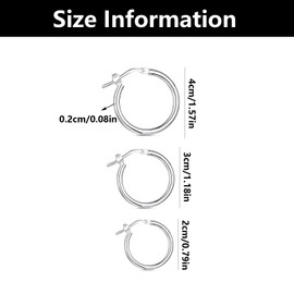 3 Pair Silver Hoops Earrings for Women, Sterling Silver Hoop Earrings, For Women and Girls(20/30/40mm)