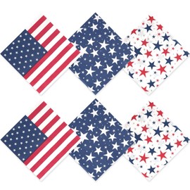 Memorial Day Patriotic Napkins 100 Pack, 4th of July American Flag Disposable Paper Napkins, Red White Blue Stars Stripes Cocktail Napkin for Independence Day, Memorial Day, Veterans Day Party Decor