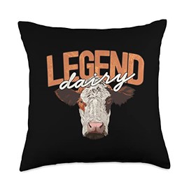 Legend Dairy Apparel Funny Cow Milker Legendairy Cow Pun Throw Pillow