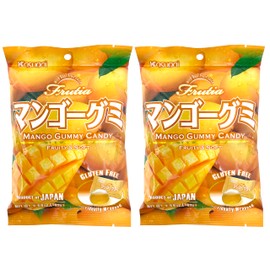 Crait Kasugai Frutia Mango Gummy Candy Pack of 2 Gluten-Free Candy, Individually Wrapped Candy, Japanese Candy, Kasugai Gummy Candy