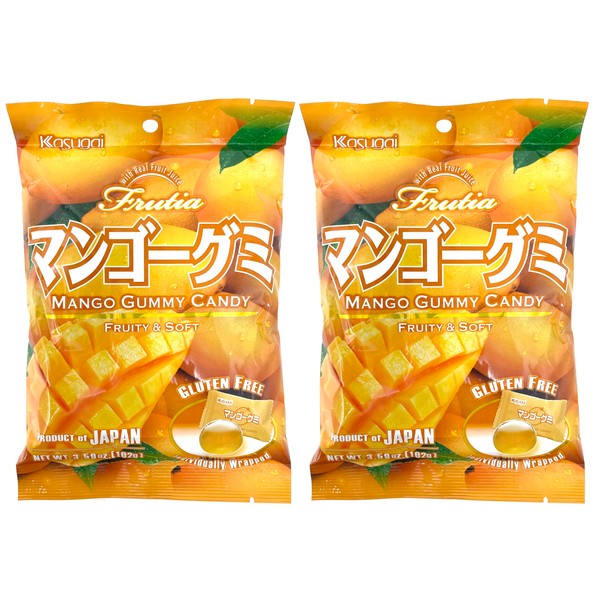 Crait Kasugai Frutia Mango Gummy Candy Pack of 2 Gluten-Free