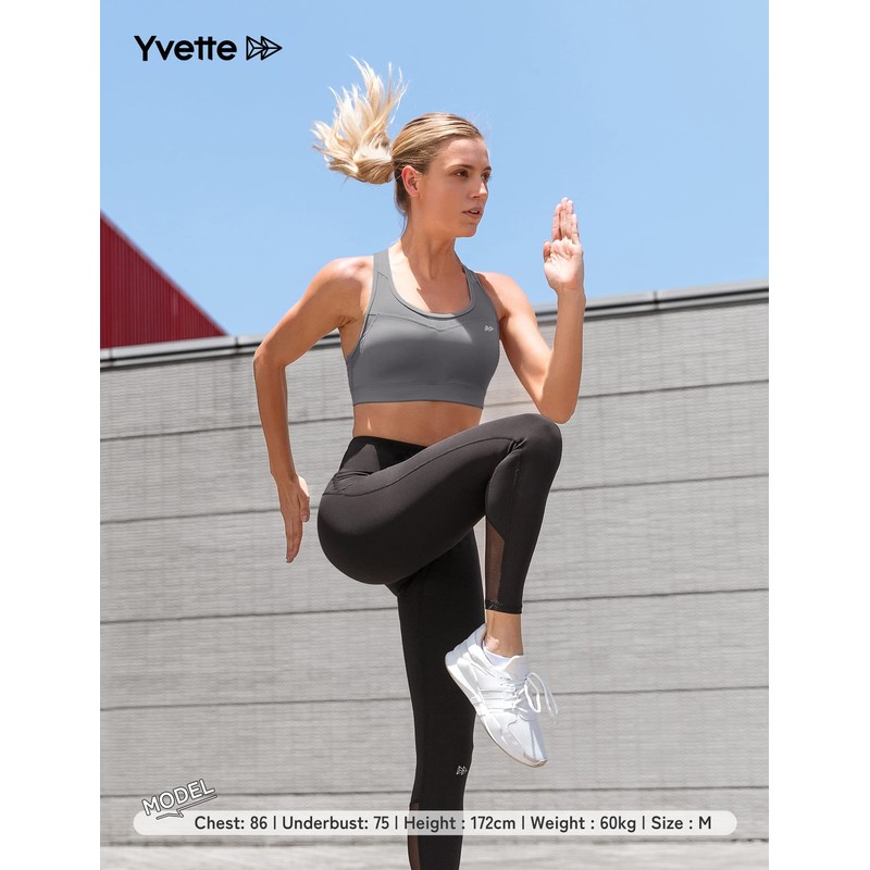 Yvette Sports Bra Non-Shaking High Support, Back Hook Type, Mesh