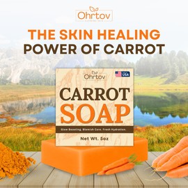Carrot Soap – Natural Skin Brightening Carrot Face & Body Wash for Glowing Skin – Exfoliating Facial Cleanser for Colored Spots, Hyperpigmentation – Soap to Reduce Acne, Even Tone – Made in USA