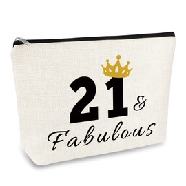 21st Birthday Gifts for Girls Women Makeup Bag 21 Year Old Birthday Gifts for Daughter Niece Sister Best Friend Girlfriend Coworkers Cosmetic Bag Twenty One Birthday Gifts for Her Travel Toiletry Bag