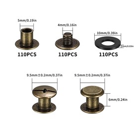 Chicago 330 Pcs Screws for Leather Rivets and Book Binding, Screw Posts for DIY Purse Belt Book Bag Scrapbook