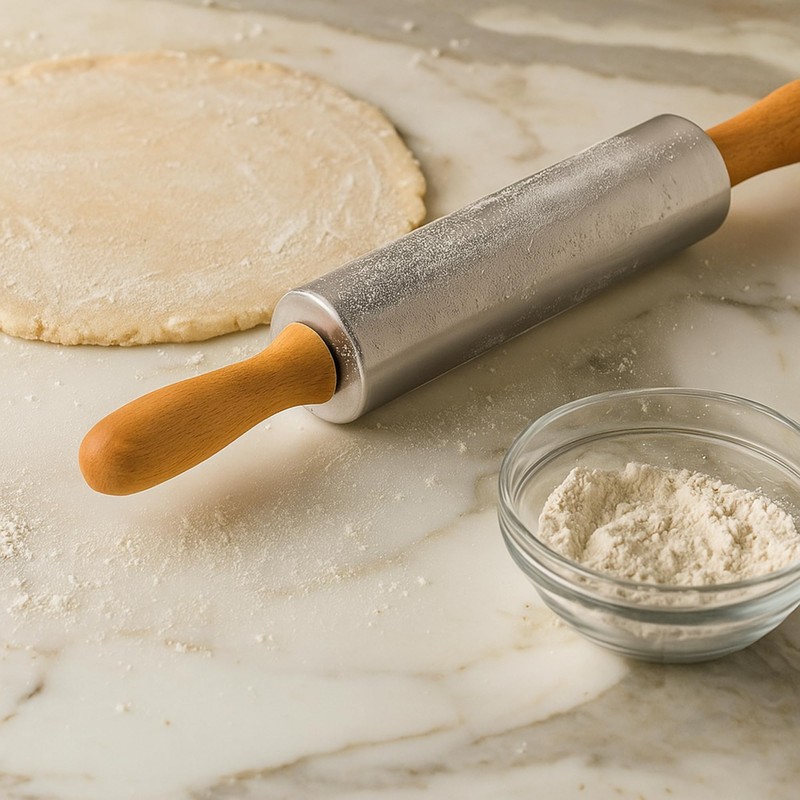 Beille Oak Wood Stainless Steel Barrel Classic Bakers Rolling Pin