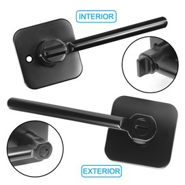 Redunest Matte Black Interior Privacy Door Levers, Privacy Door Handle Set Square Door Lock for Bedroom Bath, Reversible Keyless Turn Lock Round Corner Door Handles fit Left or Right Sided Door