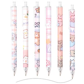 6pcs Cute Gel Ink Pen, Cartoon Kawaii Cute Bear Pen, 0.5mm Black Gel Pens For Writing, for Students, Teens, and Office Use