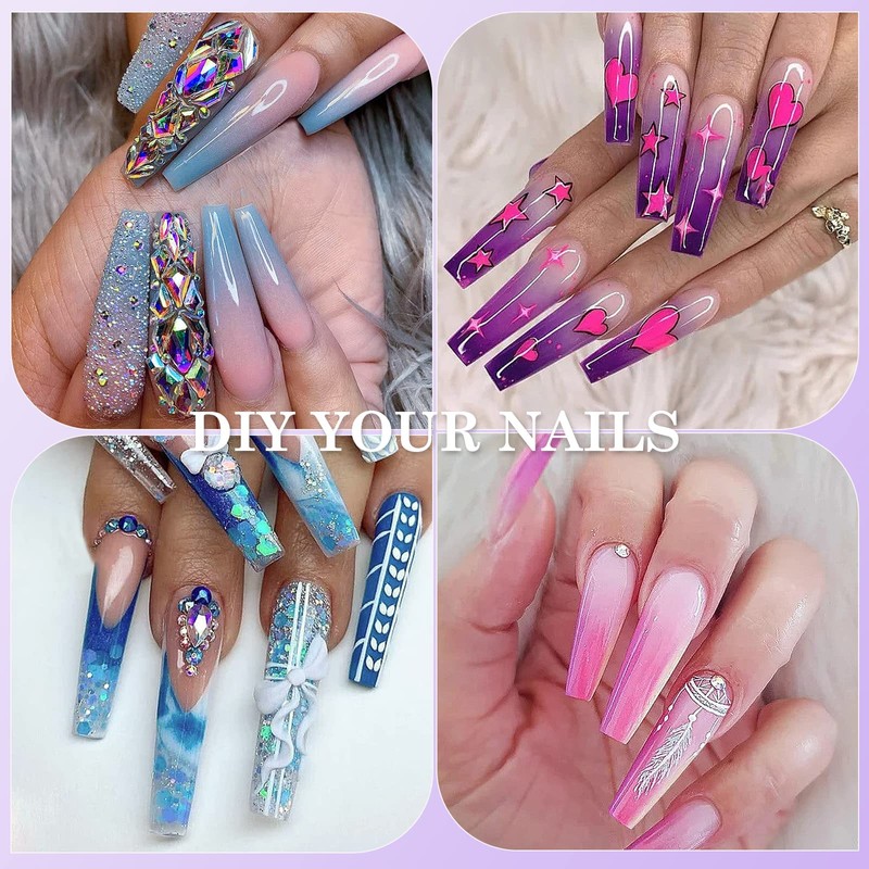 Tips for Gel Nails with Glue, Venares 500 Pieces Coffin