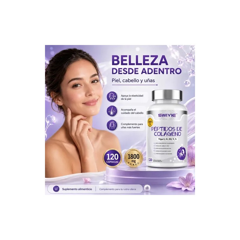 Colágeno Hidrolizado 120 Cápsulas Alta Absorción Belleza