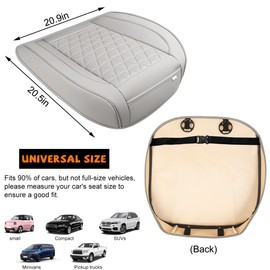 Augeny Car Front Bottom Seat Cover, Leather Auto Front Seat Full Wrap Protection Cushion, Anti-Slip Seat Cover Pad Fit for 95% Vehicles, Universal Interior Car Accessories (Gray)