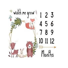 Baby Photography Prop Milestone Blanket Baby Boy Baby Girl Weekly Monthly Yearly Swaddling Blanket Photography Backdrop (Watch Me Grow, 120 X 120 cm)