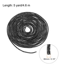 MECCANIXITY Rhinestone Glitter Shoelaces Crystal Bling Shiny Round Shoe Drawstring Rope String Cords Charm 4mm for Sneakers Sweatpants, Black