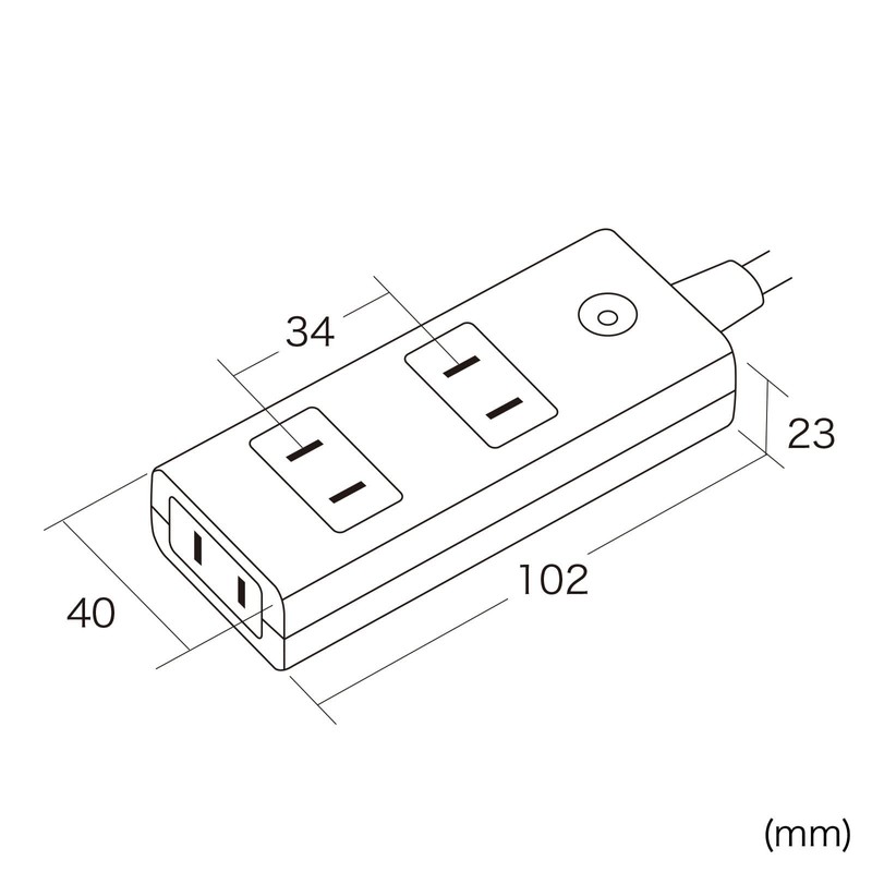 Sanwa Supply TAP-SP2113MG-2WN Power Tap, 3 Outlets, 6.6 ft (2