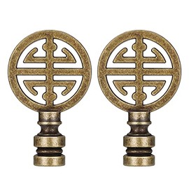 Canomo 2 Packs Oriental Asian Lamp Finial Cap Knob Lamp Decoration for Lamp Shade, Antique Brass, 2.16 Inches