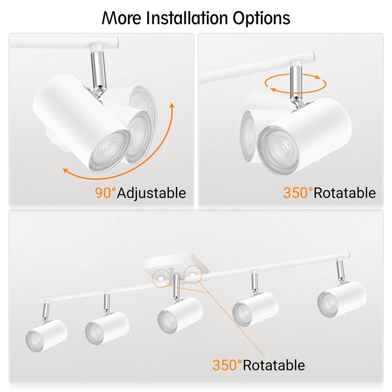 BoostArea Track Lighting Fixtures Ceiling, 5 Light White Track Light