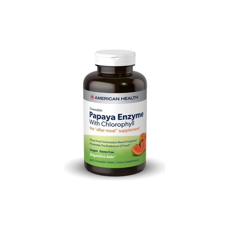 American Health Enzima De Papaya Con Clorofila 600 Tabletas