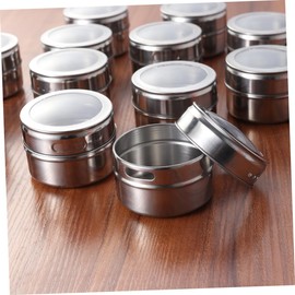 KICHOUSE 10 Pcs Stainless Steel Magnetic Spice Jars Lightweight Storage Containers with Transparent Lids Rotating Sift Pour Design for Easy Seasoning Access for Kitchen Organization