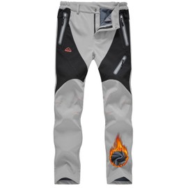 JHMORP Women's Snow Ski Pants Waterproof Fleece Lining Insulated Winter Hiking Snowboarding Pants (Light Grey,CA S)