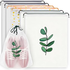Clear Shoe Bags for Travel 15.7” x 11.8”, 3 Pattern Design Travel Shoe Bags, Drawstring Shoe Travel Bags for Packing and Storage, Waterproof & Dustproof (6PCS)