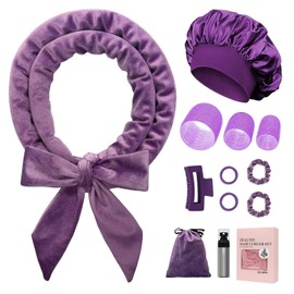 Juego de 12 Piezas Rizadores Sin Calor para Dormir, 4 Tamaños Autoadherentes, Crea Rizos Naturales y Definidos sin Daño al Cabello, Incluye Cinta Sujetadora y Bolsa de Regalo, Ideal para Cabello Corto, Mediano y Largo (Morado)