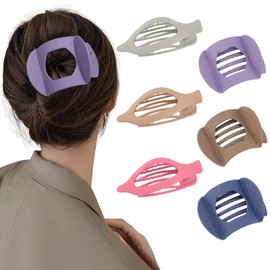 Ufgin 6 PCS French Flat Hair Clips for Women 2 Styles Large Matte Flat Claw Clips Strong Hold No-Slip French Hair Barrettes for Thick Thin Hair(Multicolor 2)