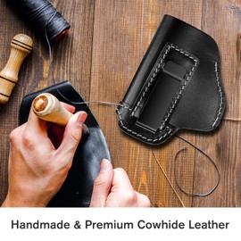 ProCase Leather IWB Gun Holster Mag Holder, Premium Leather Universal Concealed Carry Holster for Springfield XD XDS 17 19 22 23 32 33 SW MP Right