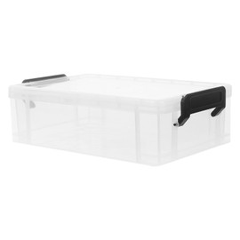 ifundom Caja Organizadora de Bolígrafos Apilable Transparente con Tapa, Contenedor de Almacenamiento de Plástico Pp Negro para Pinceles y Crayones, Estuche Multifuncional para Oficina