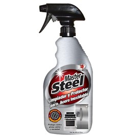 MASTER STEEL, BULL MASTER- 22 onzas/650 ml. Limpiador, Protector y Abrillantador de Acero Inoxidable y Metal. Ideal para tus Electrodomesticos. Envase con Atomizador.
