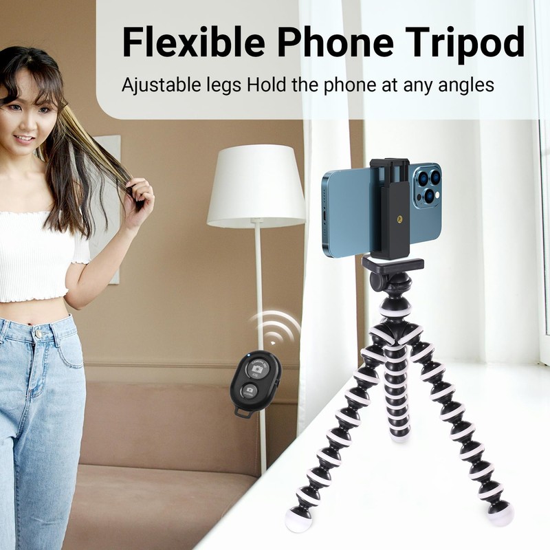 10‘’ Octopus Flexible Tripod with 1/4" Screw, Quick Release Plate
