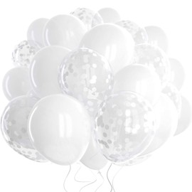 DazzJoy Balloons White, Pack of 10 Metallic White Balloons Wedding Decoration, White Balloons Children's Birthday Decoration, White Confetti Balloons for Girls White Theme Birthday Party, Wedding,