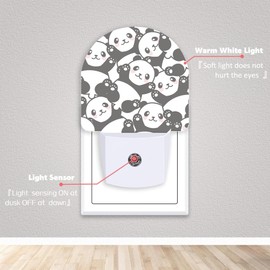 Axxitude Cute Panda Night Lights Plug into Wall for Girls Boys Room,Night Light LED Lamp Dusk to Dawn Sensor Round Lamp for Bedroom Bathroom Hallway Home Wall Decor Nightlight