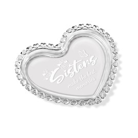 Heart-Shaped Glass Laser Engraved Jewelry Tray for Sister Gift for Birthday,Thanksgiving, Christmas, and Any Special Occasion