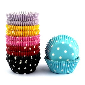 Eoonfirst Rainbow Mini Polka Dots Cupcake Liners 300 Pcs, No Smell, Food Grade & Grease-Proof Baking Cups Paper