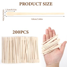 Lotbun 200 x Simple Wooden Spatulas for Eyebrows, Pack of 200 Small Wooden Sticks for Hair Removal or Wood Crafts