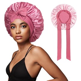 vidsel Bonnet with Tie Band Satin Bonnet Silk Bonnet for Sleeping Women, Silk Hair Bonnet Reversible Double Layer Sleep Cap Bonnet for Curly Hair Braids