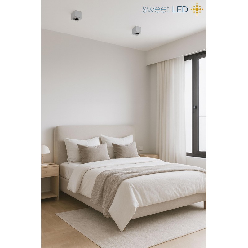 Sweet Led Surface-Mounted Spotlight GU10 Square - Brushed Aluminium -