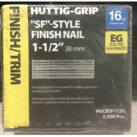 HUTTIG-GRIP 16 Ga SF-Style Finish Nail 1-1/2” 38mm Long Electro-Galv 2500 Box