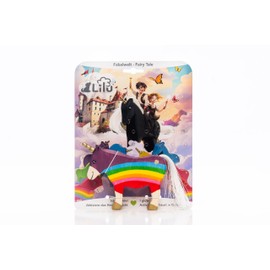 Lilu® Unicorn Pony Stallion with Luminous Heart, Mane and Tail, Fabulous World Wooden Animals, Hand-Painted, Wooden Toy Made of FSC® Wood, EN71 and Dekra Certified Toy Figure for Children (Rainbow)