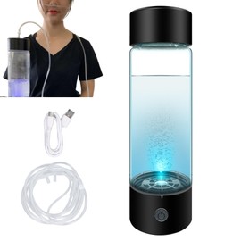 Sxhlseller 410ml Hydrogen Water Bottle mit Schlauch Adapter zu genießen reine O2/H2 & 420ml große Kapazität, 1200-1400ppb tragbare Wasserstoff Wasser Generator für Reisen