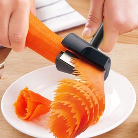 Pack of 4 Decorative Spiral Cutters Vegetable Slicer Spiral Can Make Radish Blossoms Two Types of Flower Shapes for Fruit Salads, Serving Western Dishes (Black)