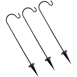 NUOBESTY 3pcs Shepherd Hooks Garden Stakes Rust Resistant Iron Metal Hanger Lawn Stakes for Hanging Mason Jars Solar Lights Lantern Wedding New Year Yard Outdoor Decoration Black