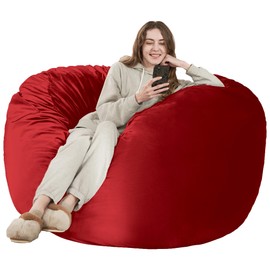 HABUTWAY Bean Bag Chair: Giant 4' Memory Foam Furniture Bean Bag Chairs for Adults with Microfiber Cover 4Ft (Red)