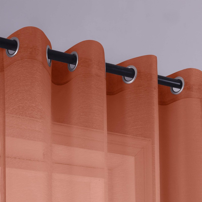 KOUFALL - Cortinas transparentes de lino sintético con ojales, 2