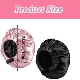 2PCS Hair Bonnets for Women,Silk Bonnet for Sleeping Curly Hair&Long Hair,All Night Silk Sleep Bonnets for Women,Satin Hair Wrap with Invisible Adjustment Buckle,Soft,Elastic,with 2 Hair Tie