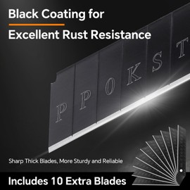 Harita Box Cutter Utility Knife Stainless Steel, Adjustable blades length Heavy Duty Rust Resistance with blackening via phosphating with 10 Pcs SK5 Blades for men women craftmen Quick-Change Bright