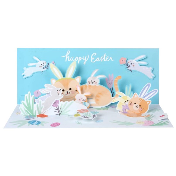 Up With Paper Pop-Up Panoramics Greeting Card - Kittens and Bunnies, multi colored