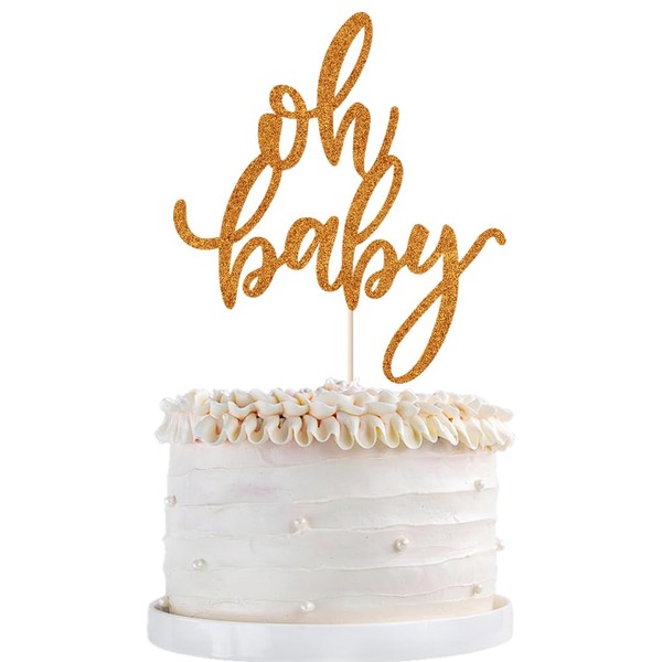 Qertesl - Decoración para tartas con purpurina, decoración para tartas de bebé, bautismo de bebé o decoración para tartas de fiesta Naranja