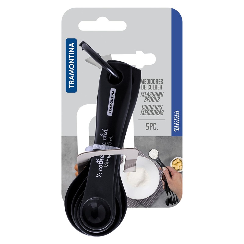 Tramontina Measuring Spoons Bakery Set of 5 Black Removable Seasoning