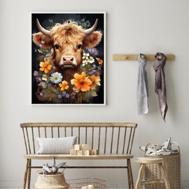Hongyrjy Paint by Number Adult-Painting by Numbers for Adults Beginners 40 x 50 cm, Art Number Kit Painting by Wall Decoration and Gifts for the Home (Highland Cow)